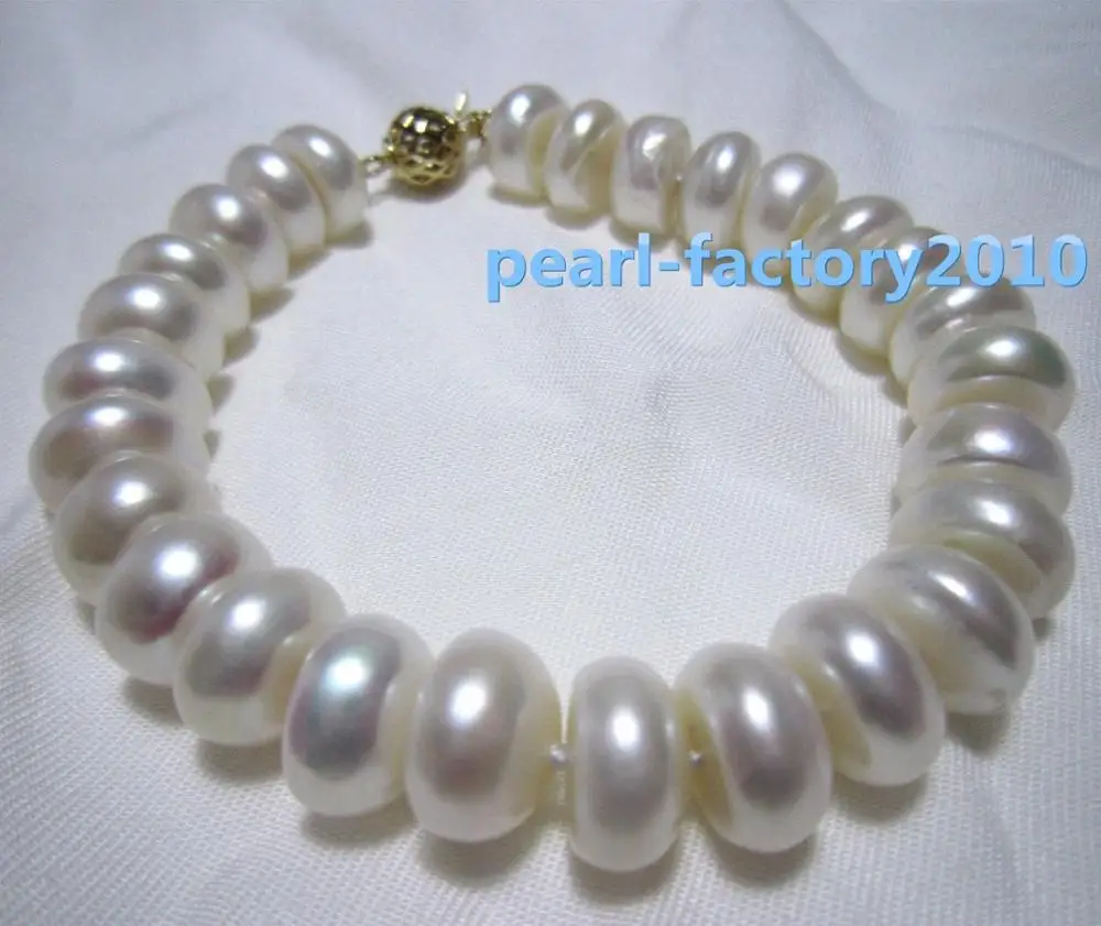 

NEW NATURAL 10-11MM SOUTH SEA GENUINE WHITE PEARL BRACELET 14K GOLD CLASP 42%
