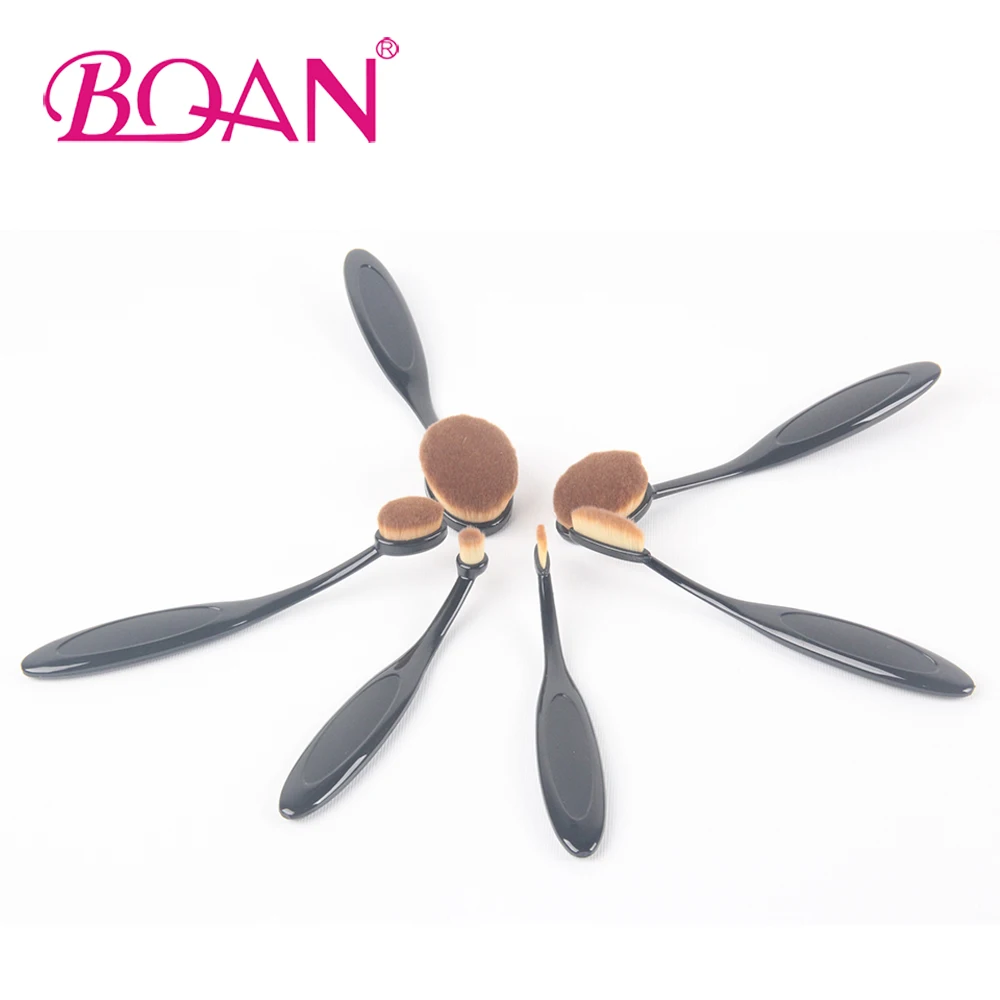 

New 6Pcs Oval Toothbrush Makeup Brush Set Black Handle Synthetic Hair Multipurpose Cosmetic Brush Tools