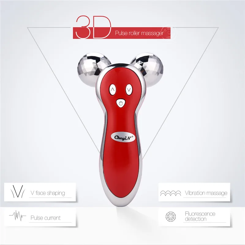  3D Micro Current V Face Facial Lifting Firming Full Body Slimming Massager 360 Degree Rotate Massag