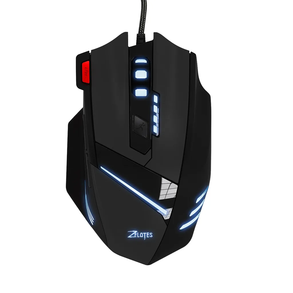 Для zelotes T-60 7200 dpi 7 кнопок USB СВЕТОДИОДНЫЙ цветной кабель игровая мышь и мыши overwatch