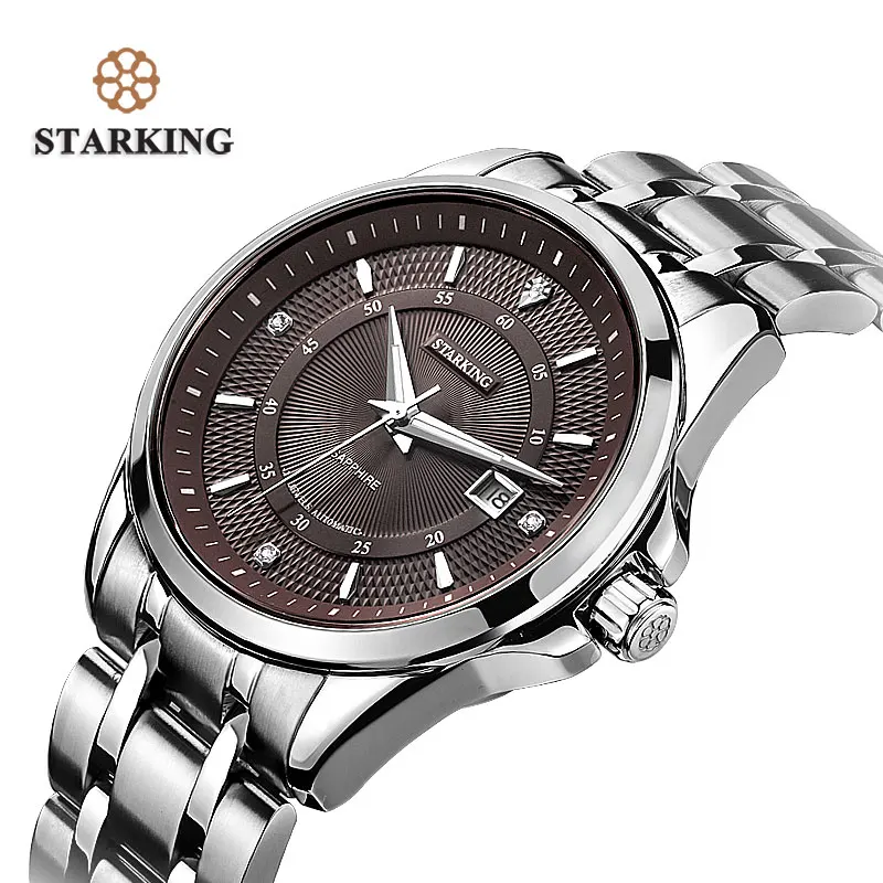 STARKING Top Brand Luxury Men's Watch Swiss Design Automatic Self-wind Stainless Steel Wrist Watch Male Clock AM0143