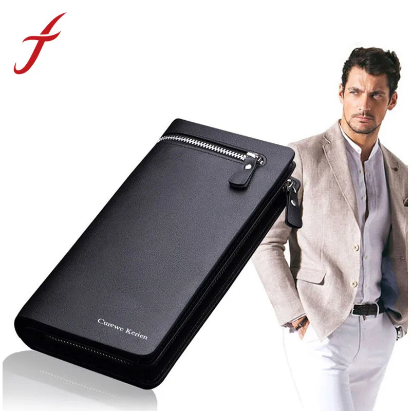 

2017 Hot Fashion Men Wallet PU Leather Zipper Wallet Card Holder New Business Pockets Purse High Quality