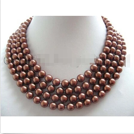 

65" Natural 8mm Round Coffee Shell Pearl Necklace! @^Noble style Natural Fine jewe FREE SHIPPING ##a #a