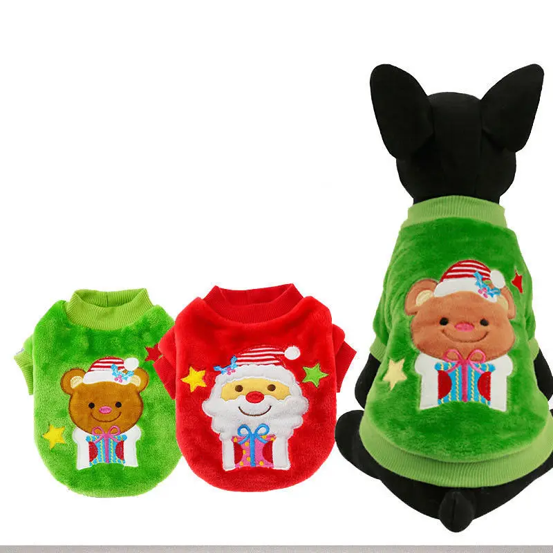 Christmas Pet Clothes Dog Puppy Cat Santa Claus Bear Coat Winter Warm