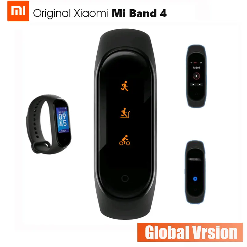 Xiaomi Mi браслет 4 Bluetooth 5,0 Фитнес браслет AMOLED цветной сенсорный экран Музыка AI пульс