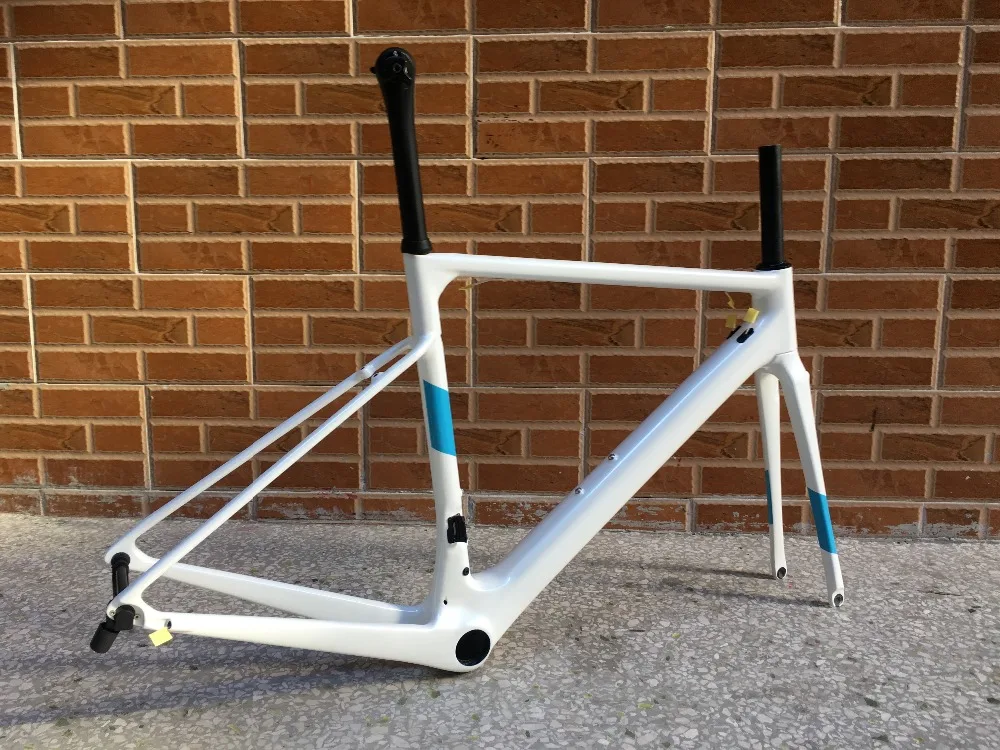 Perfect 2018 new color fasterway classic high end design direct brake full white with blue carbon road frame,can do customlized painting 2