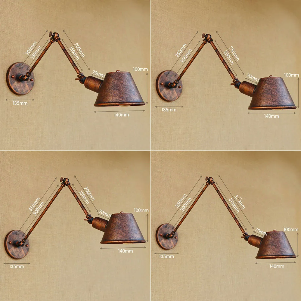 New Industrial Vintage Sconce Wall Lights with Flexible Long Arm Antique Wall Lamp Metal for Bedroom Bar Decorative Rust Color New Industrial Vintage Sconce Wall Lights with Flexible Long Arm Antique Wall Lamp Metal for Bedroom Bar Decorative Rust Color