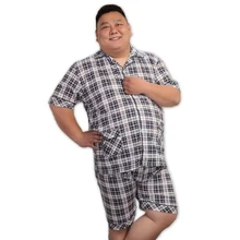Сексуальные клетчатые Пижамные комплекты XXXXXL, мужские короткие летние пижамы, одежда для сна для мужчин, Ночной костюм, пижамы, 140 кг, 5XL, пижама homme, Короткие