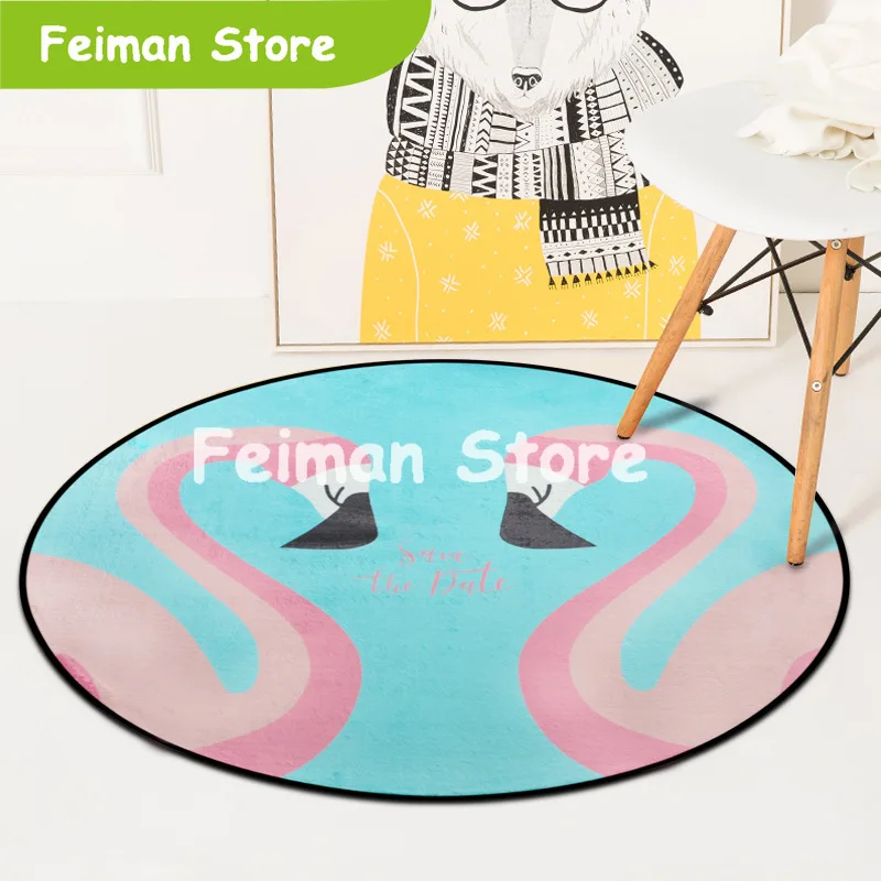 Скандинавский стиль круглый ковер мультфильм Розовый фламинго коврики с принтом гостиная детей детской ковры для спальни коврики для игры на улице