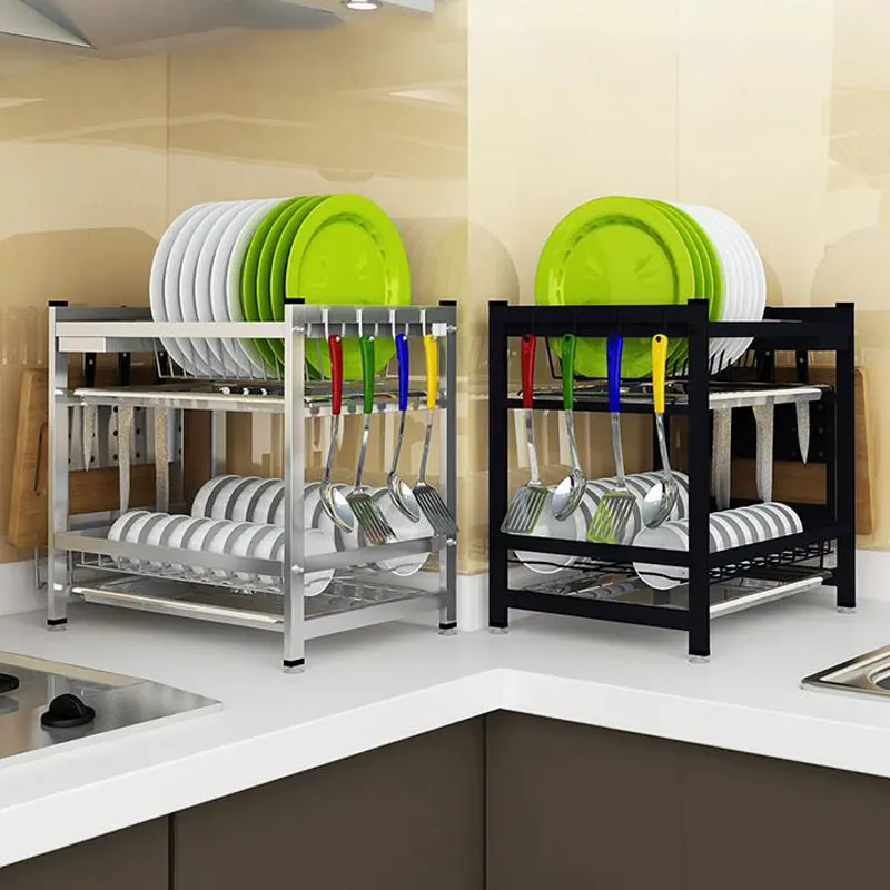 Stainless Steel Kitchen Racks Dish Rack Drain Rack Household Double