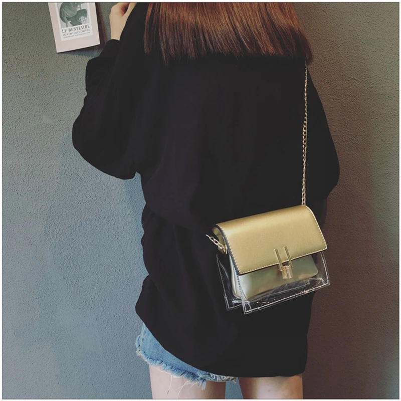Elimetis Women Crossbody Transparent Bags For women 2018 with Phone Bag Case Summer Messenger Bag Small Shoulder Bag Transparent (10)