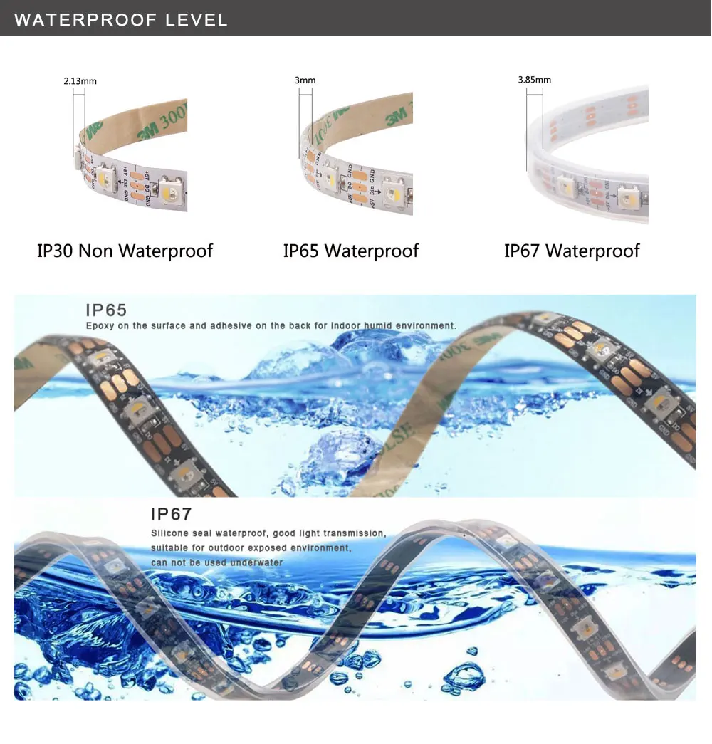 Светодиодные ленты SK6812(аналог WS2812B) RGBW 4 в 1 30/60/144 светодиодов/Пиксели/м адресуемых IC светодиодный светильник IP30/IP65/IP67 DC5V