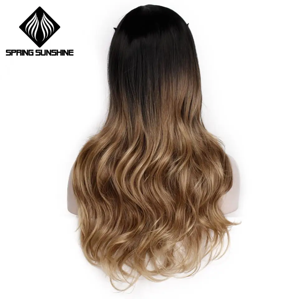 Весна солнце 22 дюймов длинные волнистые волосы синтетические парики для женщин высокая температура волокно Омбре Серый косплей парики - Цвет: R4-30