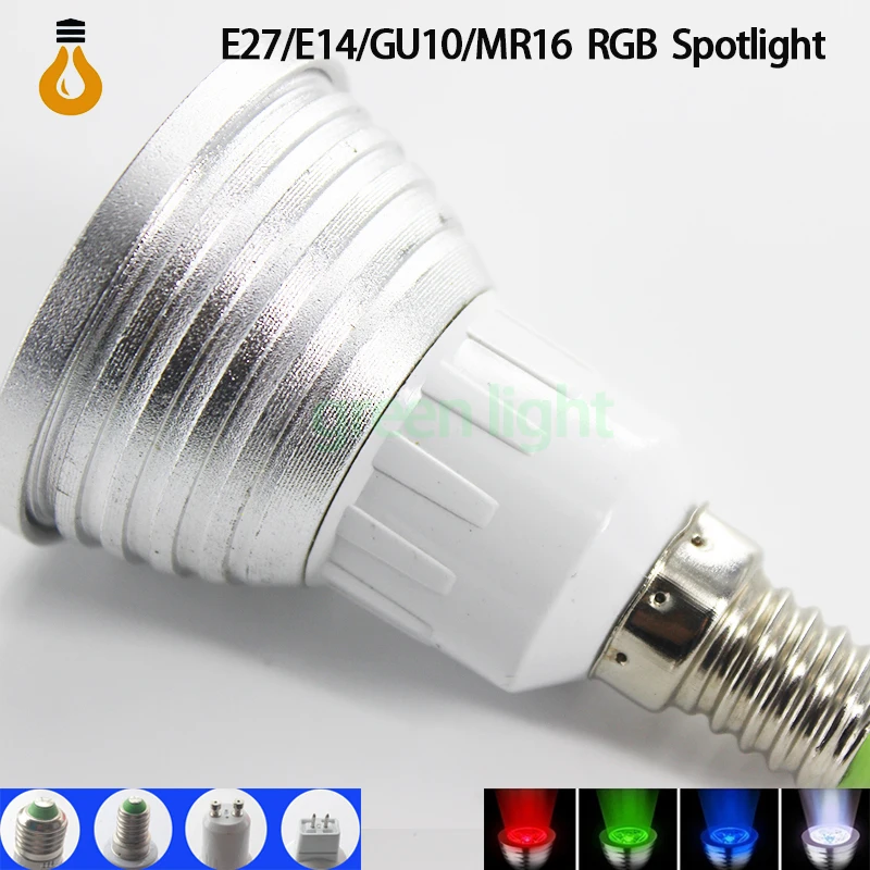 Новинка 2016 1 шт./лот 9 Вт RGB E27 E14 MR16 GU10 16 Цвета светодиодный свет лампочка лампа