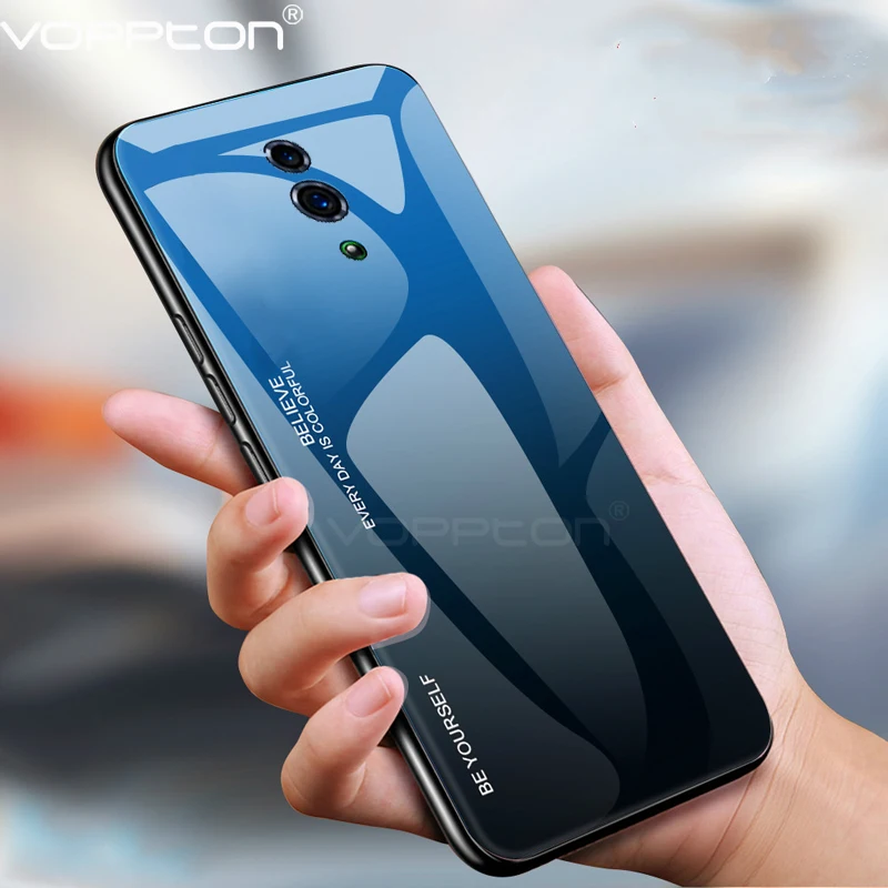 

For OPPO Reno 10x Zoom Phone Case Gradient Tempered Glass Hard Cover For OPPO Reno Z Find X RX17 Neo R17 Pro K1 Glass Back Case