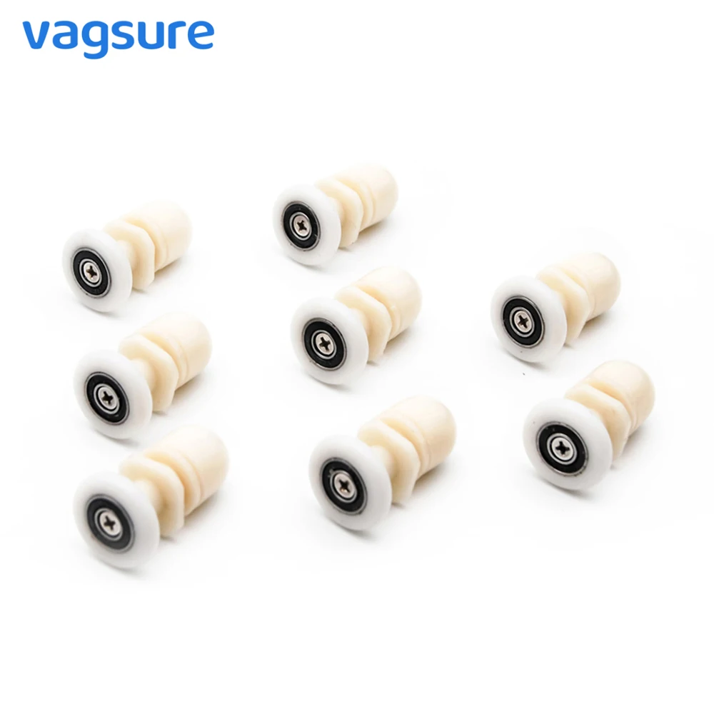 

White straight plastic wheels/runners/pulleys for sliding shower glass door 27mm diameter bearing