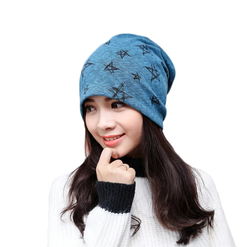 New Fashion Autumn And Winter Cotton Hats For Women Men Stars Design Ladies thin hat Skullies Beanies Men Hip hop Caps Unisex