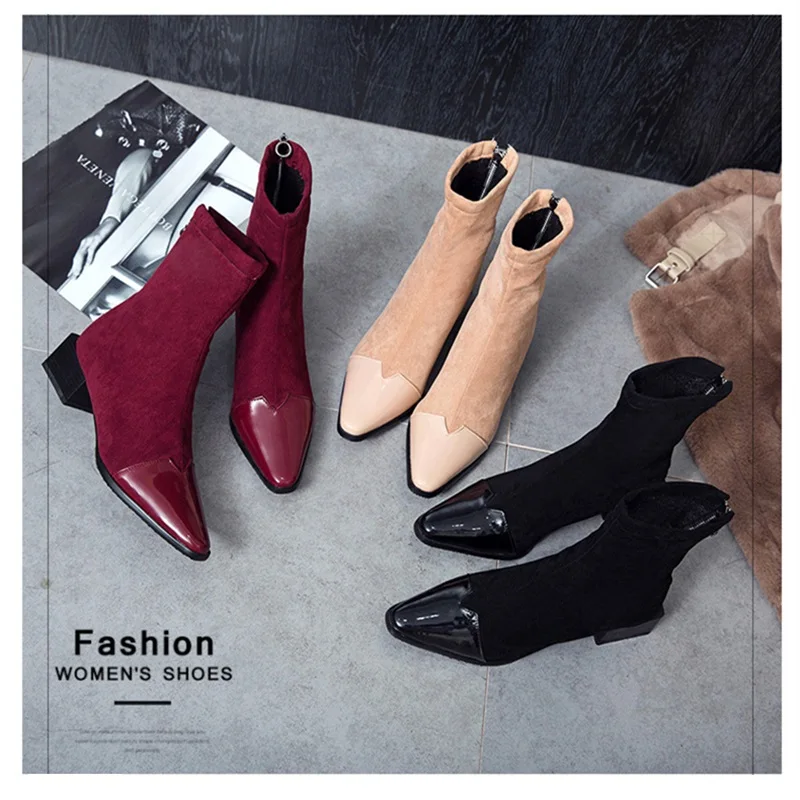High Quality Ankle Boot Suede Soft Leather Women Boots Back Zip Short Plush Spring Autumn Boots Plus Size Shoes Ladies Fletiter Women's Shoes