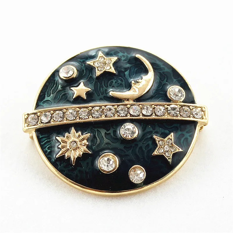 

Free shipping fashion new ladies jewelry Enamel planet series star moon synthetic gemstone brooch Clothing Accessories