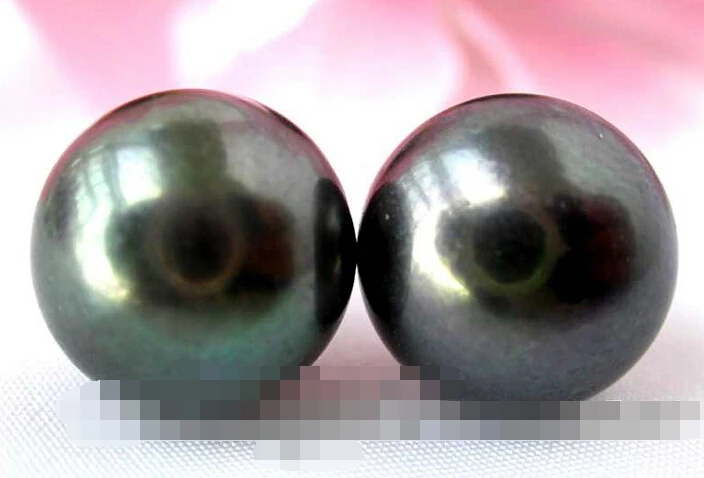 

hot sell new - free shipping 12789 black round freshwater pearl stud earring