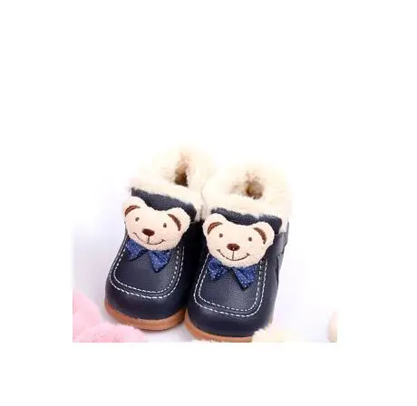 Сохраняющие тепло зимние ботинки для мальчика, мягкие кожаные детские ботинки, зимние детские ботинки для девочки, обувь для малышей - Цвет: Серебристый