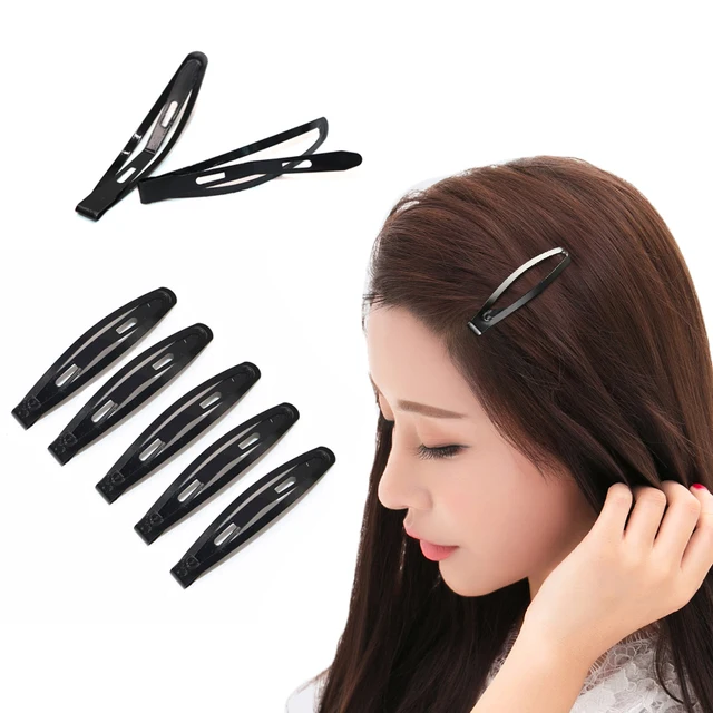 12Pcs Hair Accessories Black Metal Snap Hair Clips Snap Hairpins