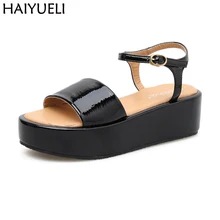 

Summer Platform Shoes Fashion Buckle Strap Women Sandals Casual Platform Sandals Black/White Pu Womens Sandals Chaussures Femme