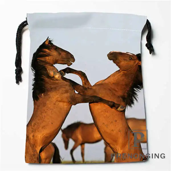 Custom Horse Animal Drawstring Bags Printing Fashion Travel Storage Mini Pouch Swim Hiking Toy Bag Size 18x22cm #171203@1-04
