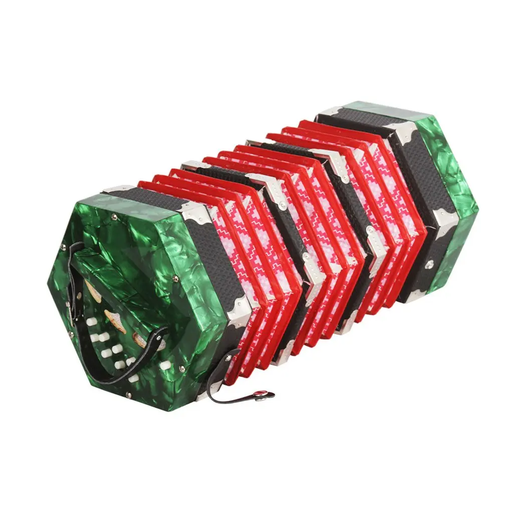 

1PC Unique Vintage Green 20 Key Art Form Hexagonal Musical Instruments Accordion Musical Instruments