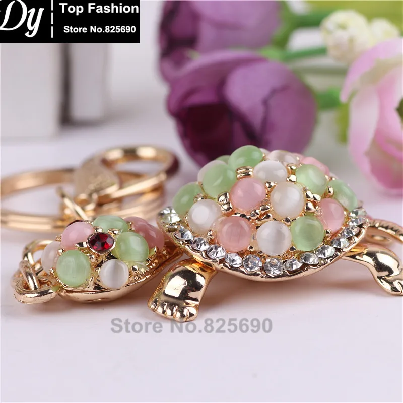 

Crystal Rhinestone Alloy Keychain For Women Handbag Trinket Pearl Turtle Key Ring Car Key Holder Chaveiro
