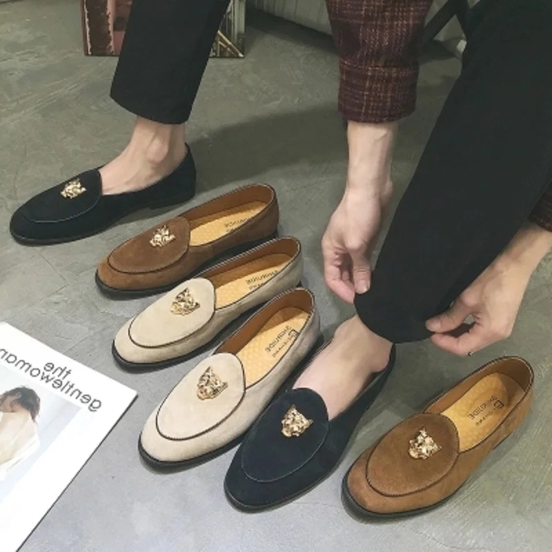 

Pointed social small shoes men's Korean version of the tide British breathable one foot peas shoes casual wild hair stylist shoe