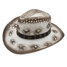 Женская и Мужская Западная ковбойская шляпа с панк-якорь лента ручной работы Плетение леди джентльмен пляж солнце сомбреро Женская Ковбойская шляпа размер 58 см