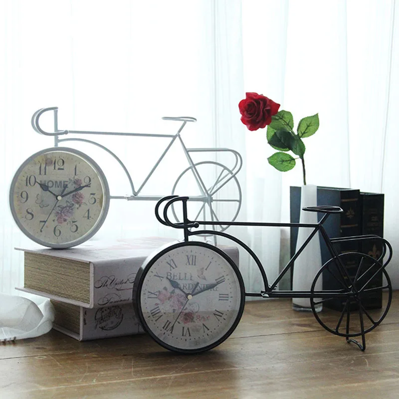 

Metal Bike Hanging Clock Wall Clock Retro Bicycle Model Design Metal Iron Craft Hanging Wall Clocks Home Decor Miniatures Craft