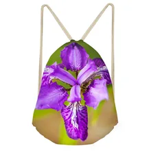 Фиолетовый цветок ирис печатные женские мешки с Кулиской модные рюкзаки для хранения Softback многофункциональные девушки пляж BagsSumka