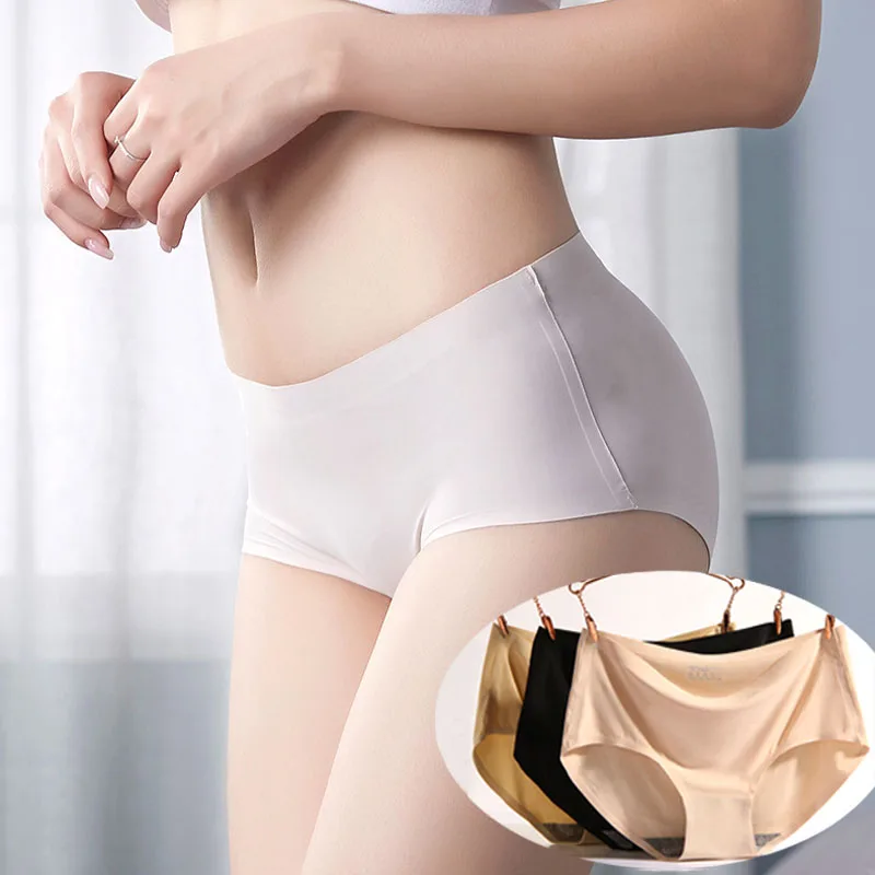 

OLN New one-piece seamless underwear women's Seamless sexy Panties Ice silk briefs Intimates lady middle waist fashion panties