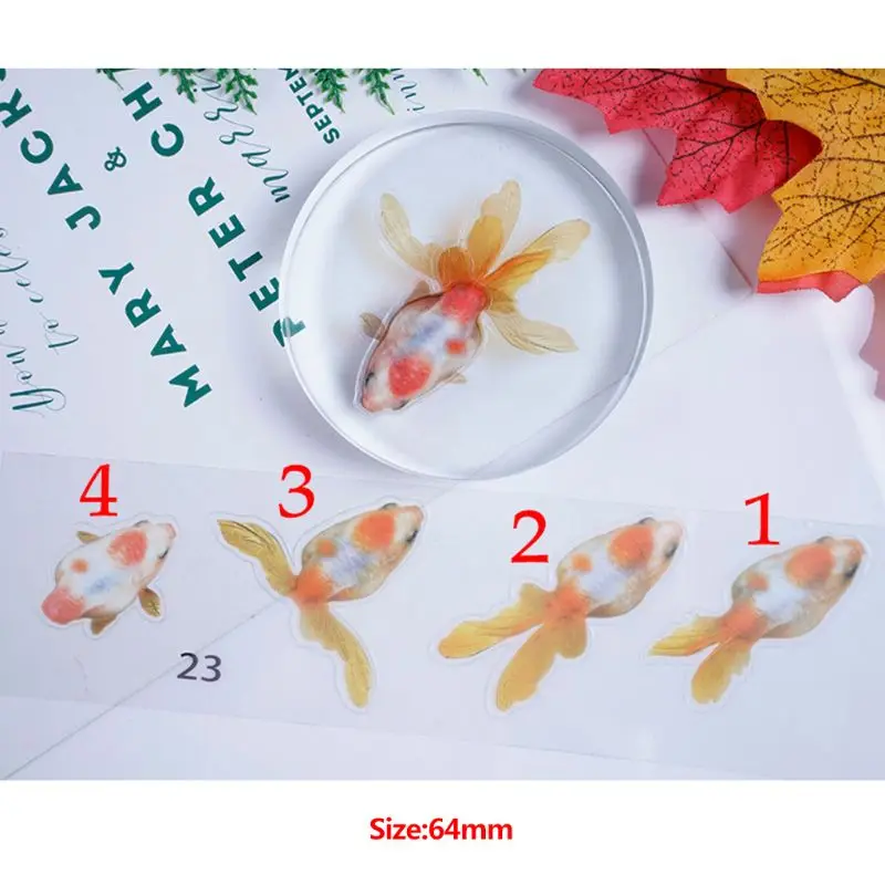 5 листов золотой рыбки 3D форма фотополимерные наклейки пропуск пейзаж декоративные DIY ремесла Материал бижутерия для декорирования