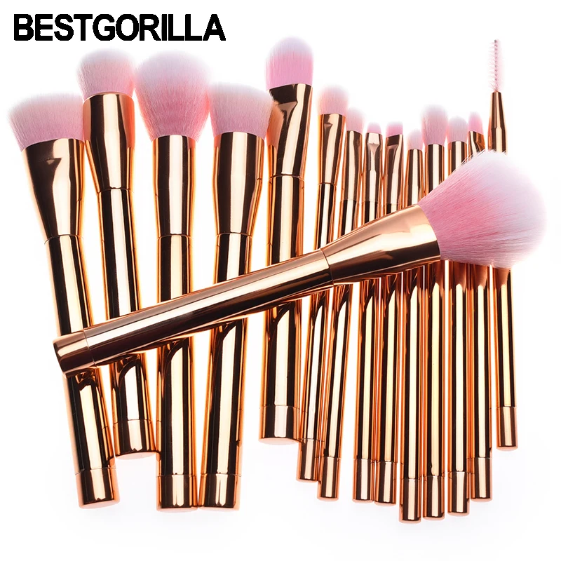 

BESTGORILLA High Quality 15pc/set Green Makeup Brushes Set Cosmetic Foundation Eyshadow Blusher Powder Blending Brush kits