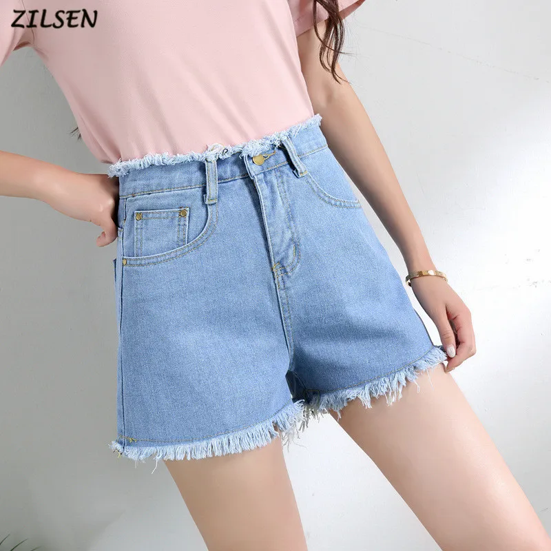 

2019 new Woman Shorts Light Colour Cowboy Summer Irregular Flash Easy Thin Wide Leg Tight Tide High Lumbar