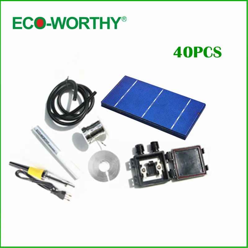

40 Pcs 3x6 Polycystalline Solar Cell Kit DIY Solar Panel for 12v Battery