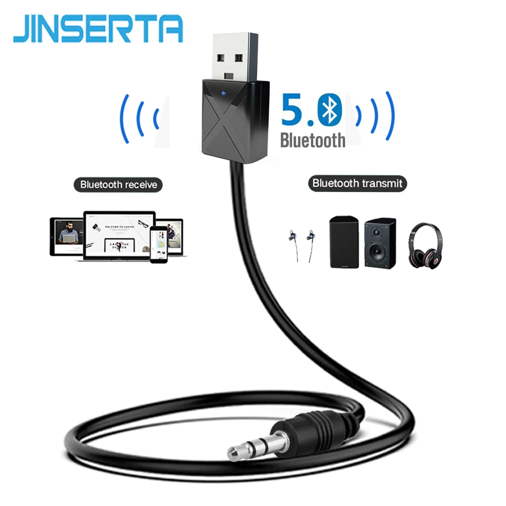 JINSERTA Bluetooth 5 0 адаптер 2 в 1 передатчик и приемник 3 мм стерео Muisc беспроводной