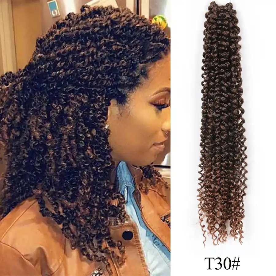 Alileader Ombre Fluffy Kinky Curly Twist Braiding Hair Bulk 18