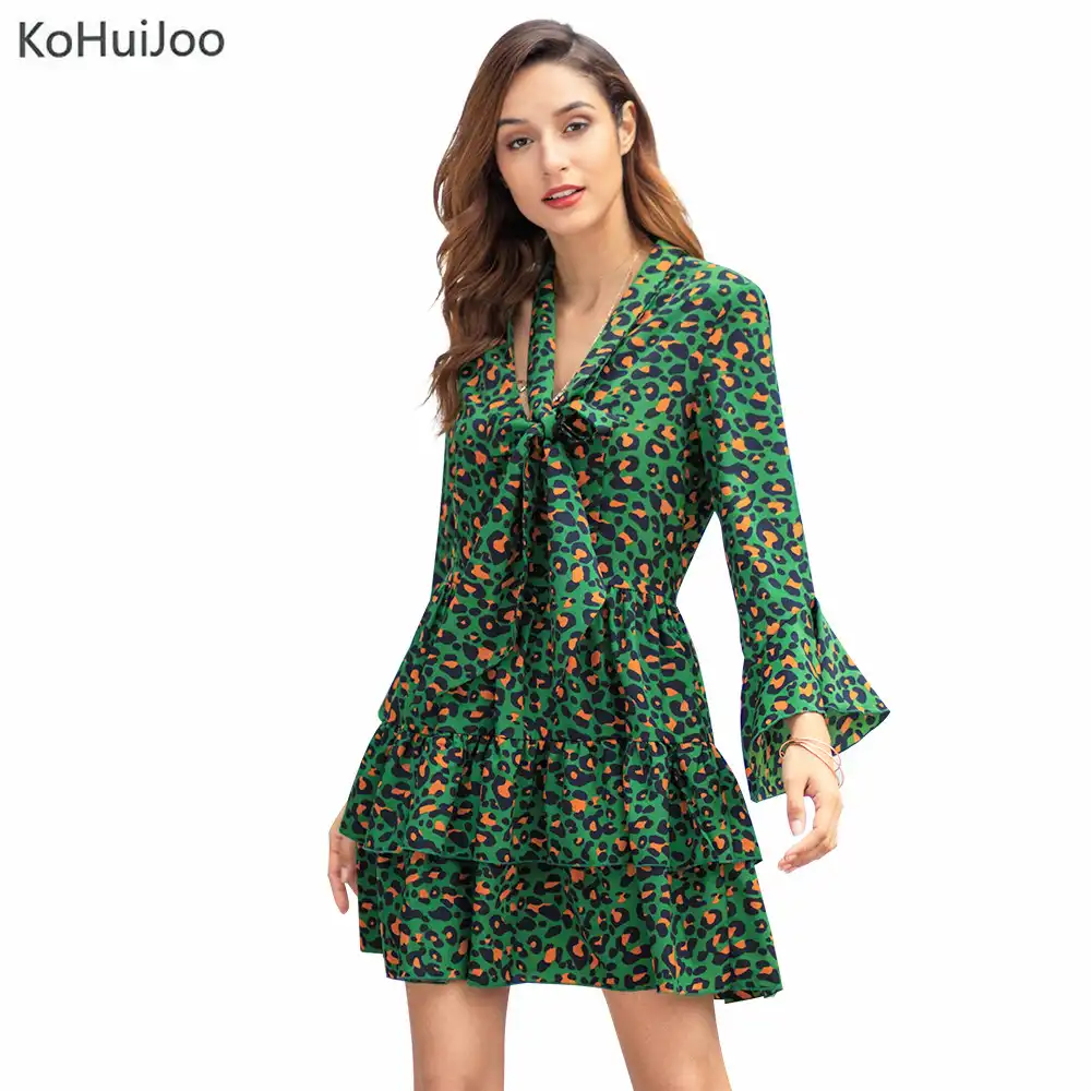 green and red leopard print dress