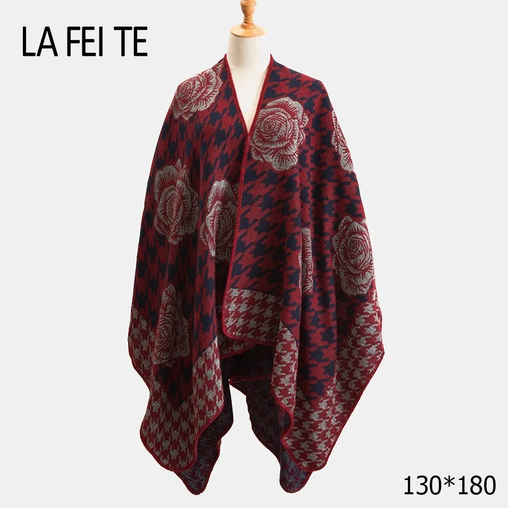 

Cashmere Blanket Scarf Women Poncho Winter Warm Cashmere Pashmina Shawl Female Stoles Wool Long Winter Poncho For Women Scarf