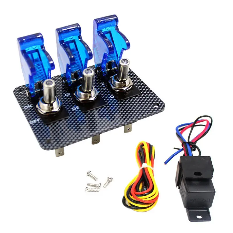 12v24v Racing Car Blue Led Light Ignition Toggle Switch Panel Engine
