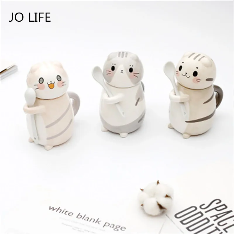 

JO LIFE Heat-resistant Cartoon Cute Cat Model Ceramic Cup Milk Juice Lemon Mug Water Coffee Home Office Drinkware