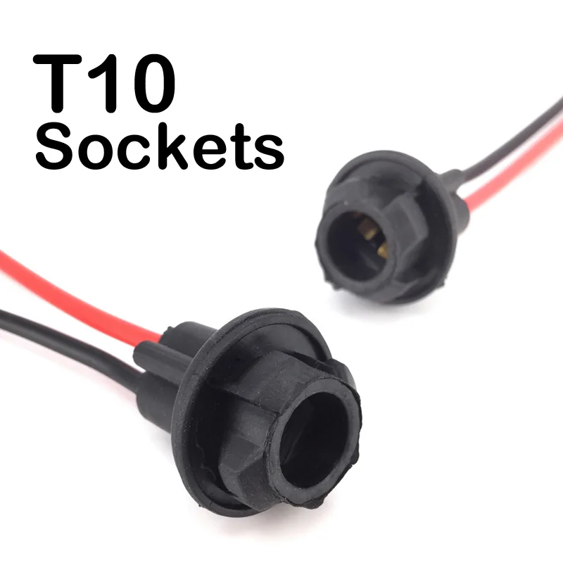 HUANLISUN 2pcs LED T10 Waterproof Soft bulb holder adapters cable LED