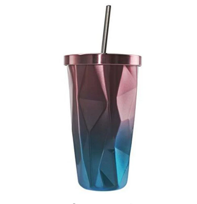 Cute Coffee Cup Stainless Steel Insulation Mug Cafe Mug Double Walled Vacuum Flask Thermoses Starbucks Coffee Cup with Straw