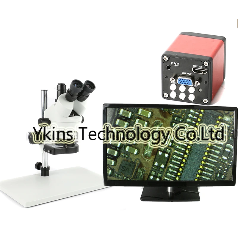 

Professional Simul Focal 3D Stereo Microscope 7X - 45X Continuous Zoom Magnification + 720P 13MP VGA HDMI Camera + 144 LED