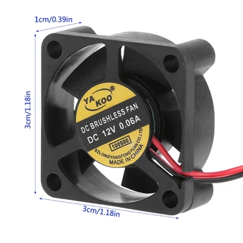 

2020 New DC 12V 0.13A 2-Pin 30x30x10mm PC Computer CPU System Brushless Cooling Fan 3010