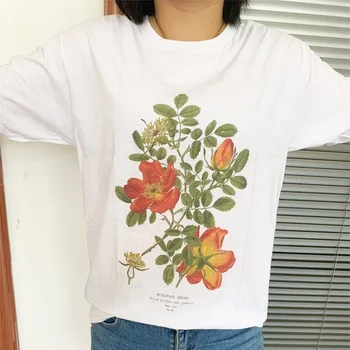 

kuakuayu YF Austrian Briar Summer New Fashion Wildflower Rose T Shirt Women Harajuku Short Sleeve Fun T-Shirt